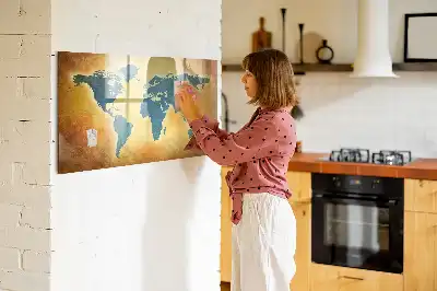 Pizarra de cristal magnética borrable diseño de mapa del mundo antiguo