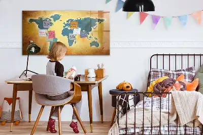Pizarra de cristal magnética borrable diseño de mapa del mundo antiguo