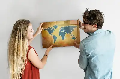 Pizarra de cristal magnética borrable diseño de mapa del mundo antiguo