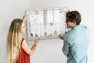Pizarra borrable de cristal con imanes planificador semanal con diseño de animales