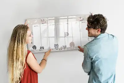 Pizarra borrable de cristal con imanes planificador semanal con diseño de animales