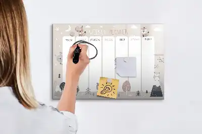 Pizarra borrable de cristal con imanes planificador semanal con diseño de animales
