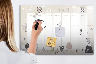 Pizarra magnética de pared con rotulador diseño de planificador semanal
