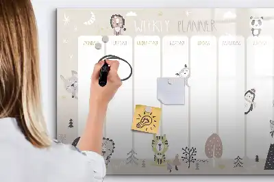 Pizarra magnética de pared con rotulador diseño de planificador semanal