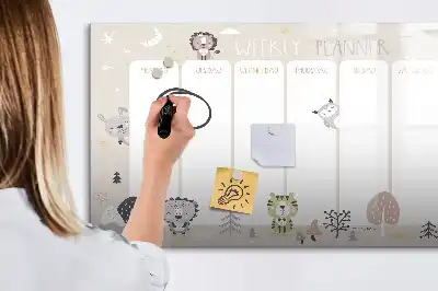 Pizarra magnética de pared con rotulador diseño de planificador semanal
