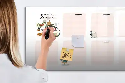 Pizarra borrable de cristal con imanes planificador semanal