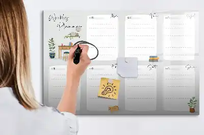 Pizarra magnética de pared con rotulador planificador semanal de diseño acogedor