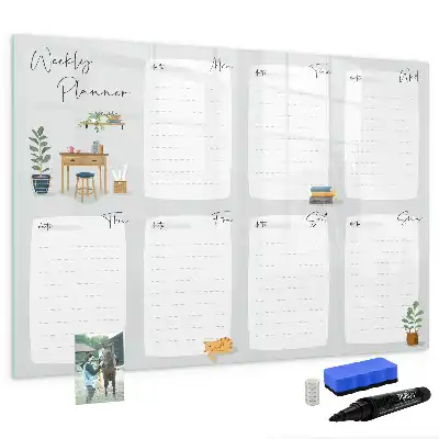 Pizarra magnética de pared con rotulador planificador semanal de diseño acogedor
