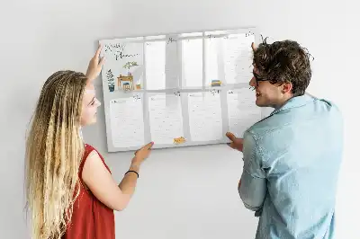 Pizarra magnética de pared con rotulador planificador semanal de diseño acogedor