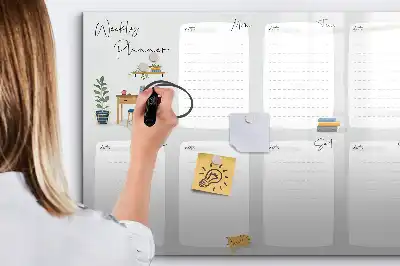 Pizarra magnética de pared con rotulador planificador semanal de diseño acogedor