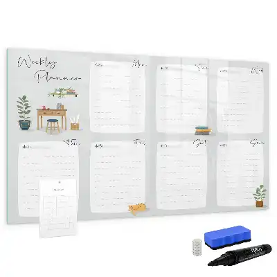 Pizarra magnética de pared con rotulador planificador semanal de diseño acogedor