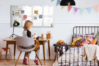 Pizarra magnética de pared con rotulador planificador semanal de diseño acogedor