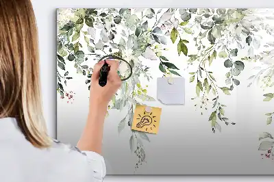 Pizarra borrable de cristal con imanes diseño naturaleza en flor