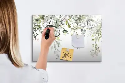 Pizarra borrable de cristal con imanes diseño naturaleza en flor