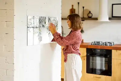Pizarra borrable de cristal con imanes diseño naturaleza en flor