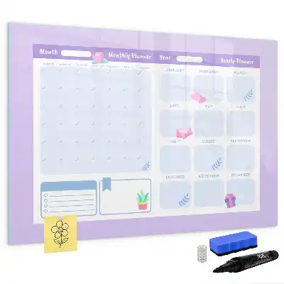 Pizarra magnética de pared con rotulador planificador anual rosa
