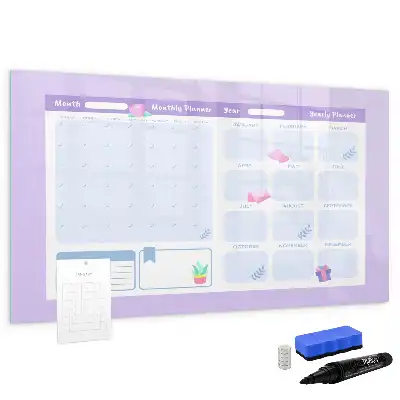 Pizarra magnética de pared con rotulador planificador anual rosa