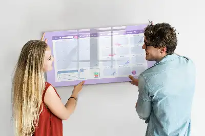 Pizarra magnética de pared con rotulador planificador anual rosa