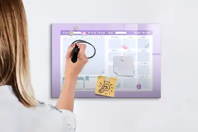 Pizarra magnética de pared con rotulador planificador anual rosa