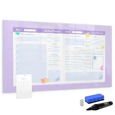 Pizarra de cristal borrable con imanes planificador anual rosa