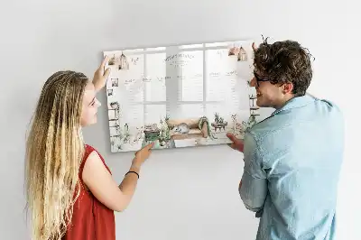 Pizarra de cristal magnética borrable planificador con diseño decorativo