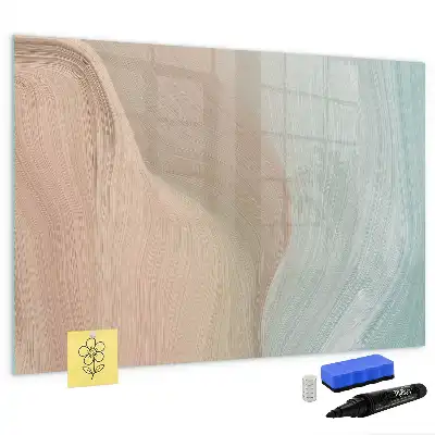 Pizarra magnética de pared con diseño de abstracción de olas y rotulador
