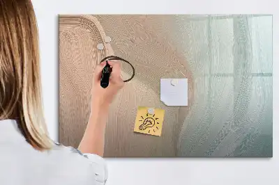 Pizarra magnética de pared con diseño de abstracción de olas y rotulador
