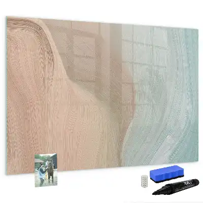 Pizarra magnética de pared con diseño de abstracción de olas y rotulador