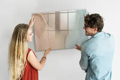 Pizarra magnética de pared con diseño de abstracción de olas y rotulador