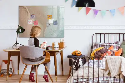 Pizarra magnética de pared con diseño de abstracción de olas y rotulador