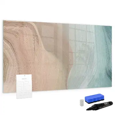 Pizarra magnética de pared con diseño de abstracción de olas y rotulador