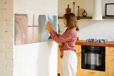 Pizarra magnética de pared con diseño de abstracción de olas y rotulador