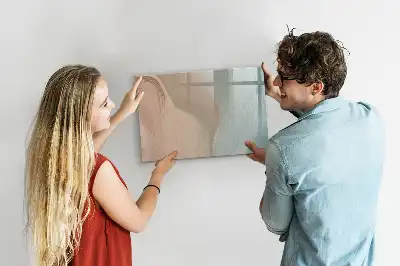 Pizarra magnética de pared con diseño de abstracción de olas y rotulador