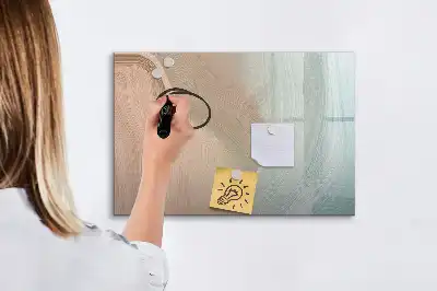 Pizarra magnética de pared con diseño de abstracción de olas y rotulador