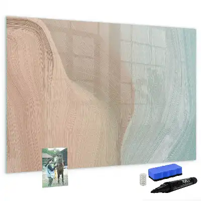 Pizarra magnética de pared con diseño de abstracción de olas y rotulador