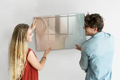 Pizarra magnética de pared con diseño de abstracción de olas y rotulador