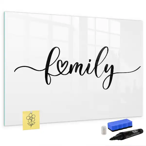 Pizarra magnética de pared con rotulador diseño con texto familia