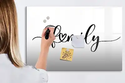 Pizarra magnética de pared con rotulador diseño con texto familia