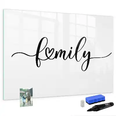 Pizarra magnética de pared con rotulador diseño con texto familia