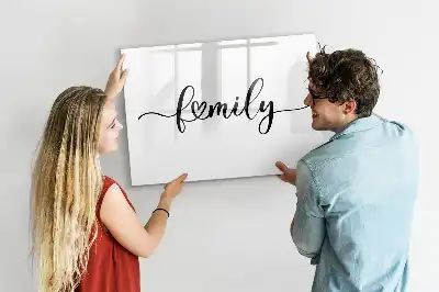 Pizarra magnética de pared con rotulador diseño con texto familia