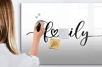 Pizarra magnética de pared con rotulador diseño con texto familia