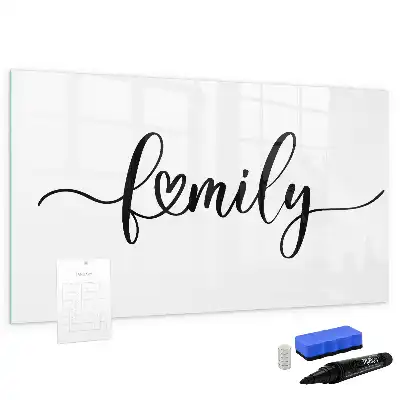 Pizarra magnética de pared con rotulador diseño con texto familia
