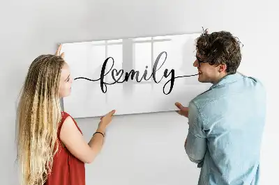 Pizarra magnética de pared con rotulador diseño con texto familia