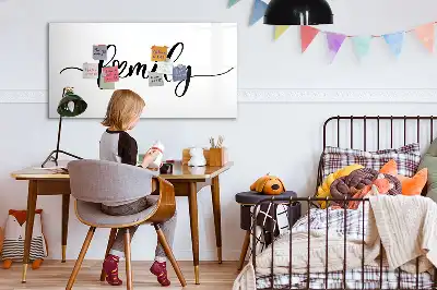 Pizarra magnética de pared con rotulador diseño con texto familia