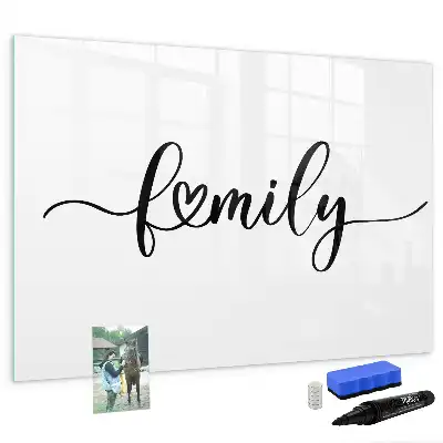 Pizarra magnética de pared con rotulador diseño con texto familia