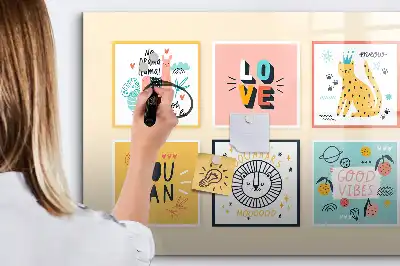 Pizarra borrable de cristal con imanes con diseño de frases motivacionales