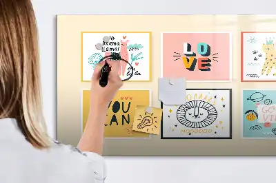 Pizarra borrable de cristal con imanes con diseño de frases motivacionales