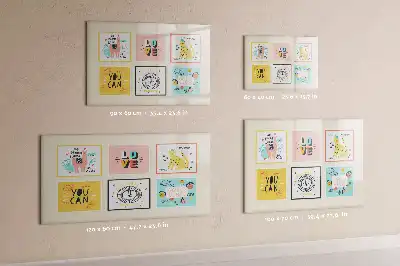 Pizarra borrable de cristal con imanes con diseño de frases motivacionales