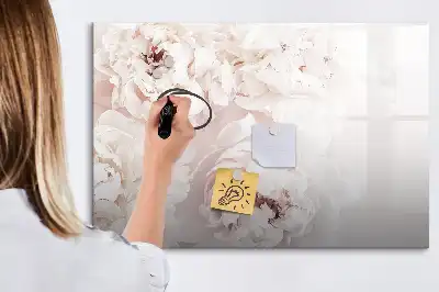 Pizarra magnética de pared diseño de peonías con rotulador incluido