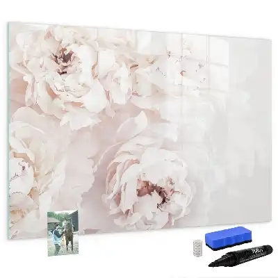 Pizarra magnética de pared diseño de peonías con rotulador incluido